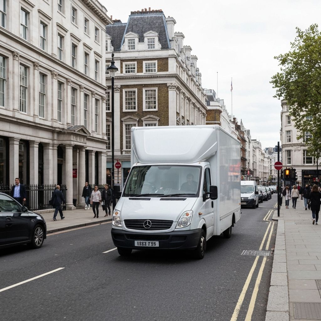 Professional moving van on London street